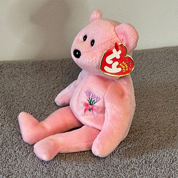 Ty Beanie Babies MUM the Pink Bear Plush DOB May 13, 2001 Sparkly Pink 8" - Picture 2 of 7